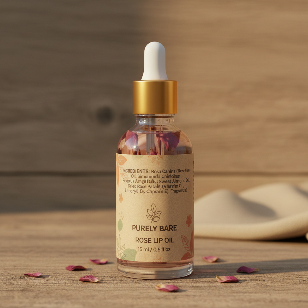 Rose Lip Oil – Back View | Purely Bare