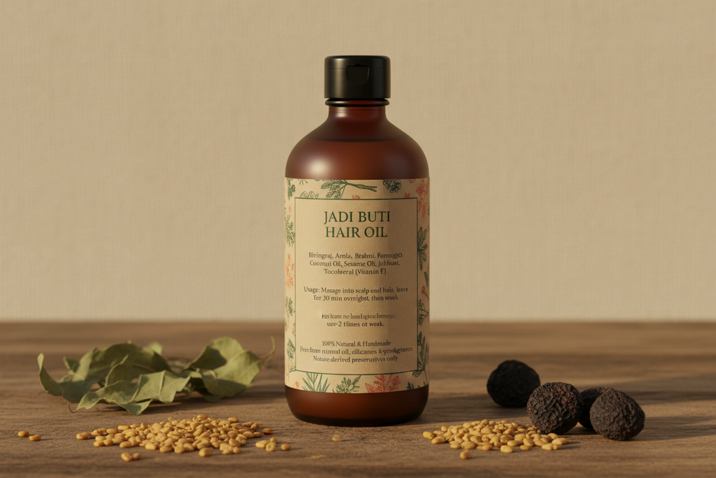 Jadi Buti Hair Oil – Back View | Purely Bare