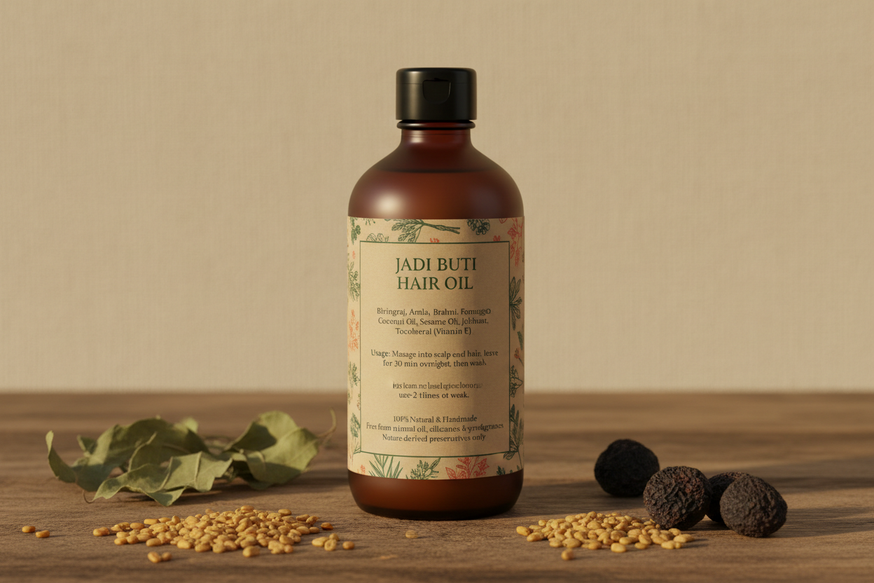 Jadi Buti Hair Oil – Back View | Purely Bare